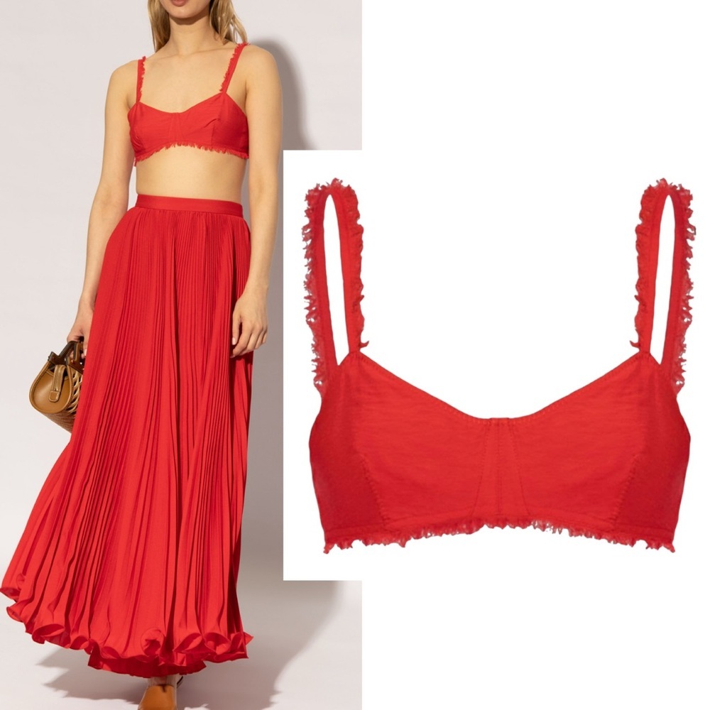 Cult Gaia Eza Fringe-brim Women’s Bralette Cropped Top Bikini Top Lollipop Red
